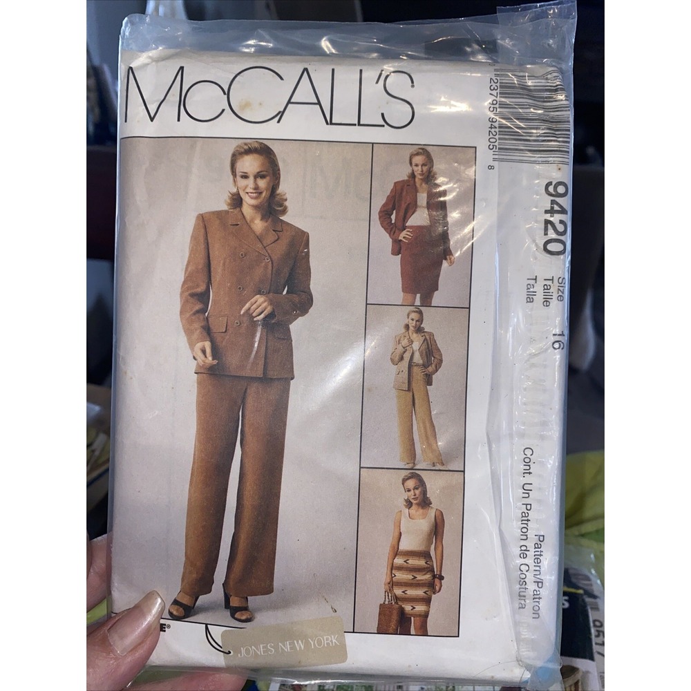 Vintage McCalls Jones New York Pattern 9420 Size 16 Jacket Pants Skirt Uncut